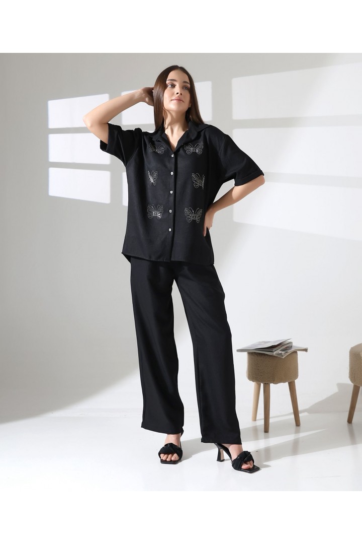 KISA KOL SİMLİ TAKIM (SİYAH )