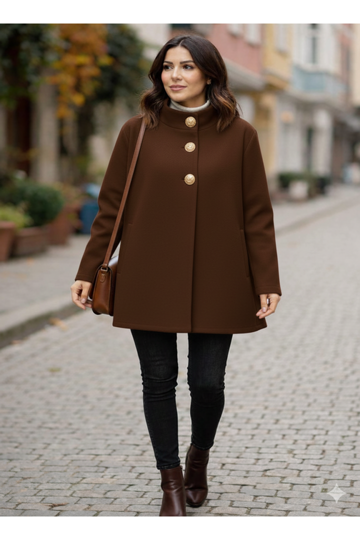 DÜĞME DETAYLI KISA KAŞE MONT KAHVE 