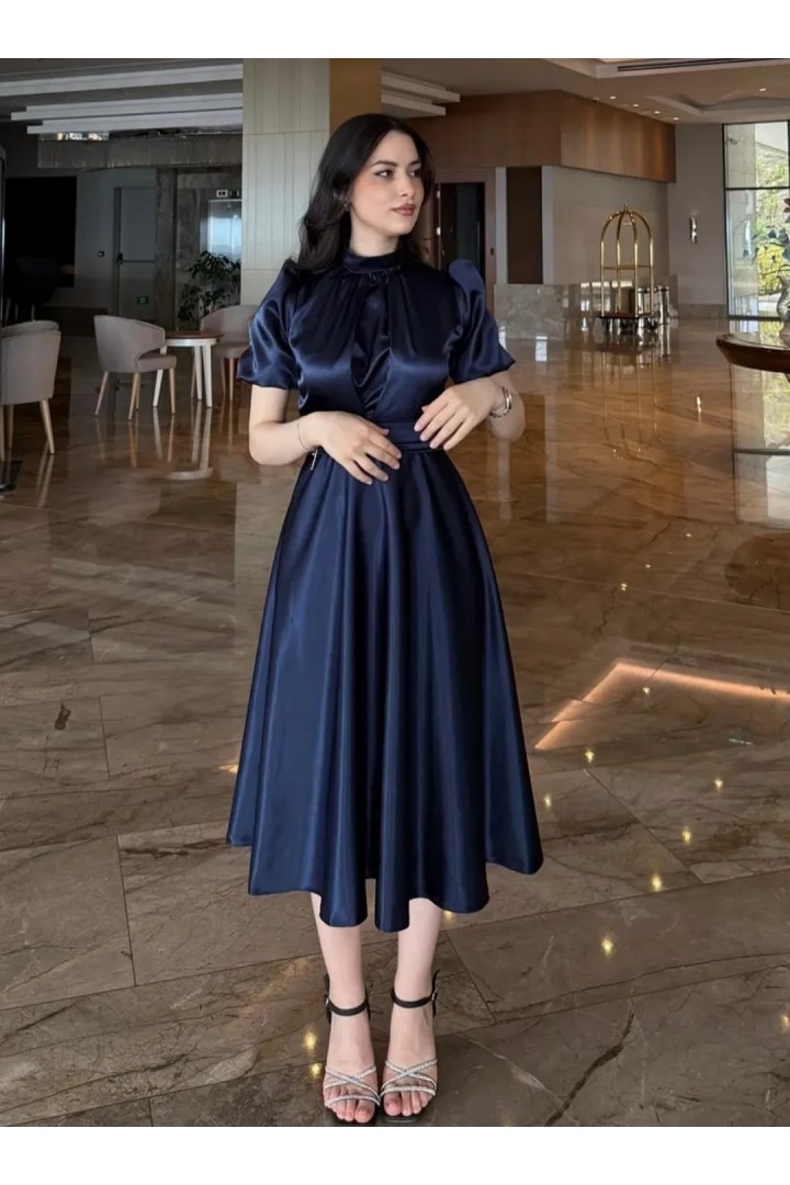 LACİVERT PRENSES MODEL KARPUZ KOL ABİYE 