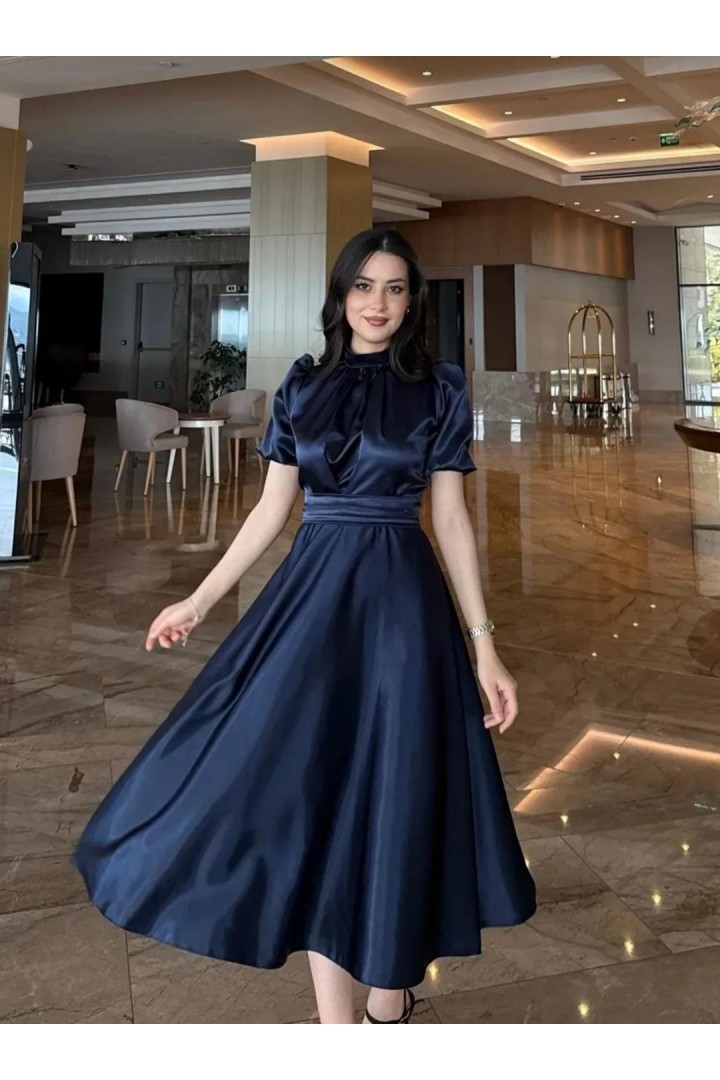 LACİVERT PRENSES MODEL KARPUZ KOL ABİYE 