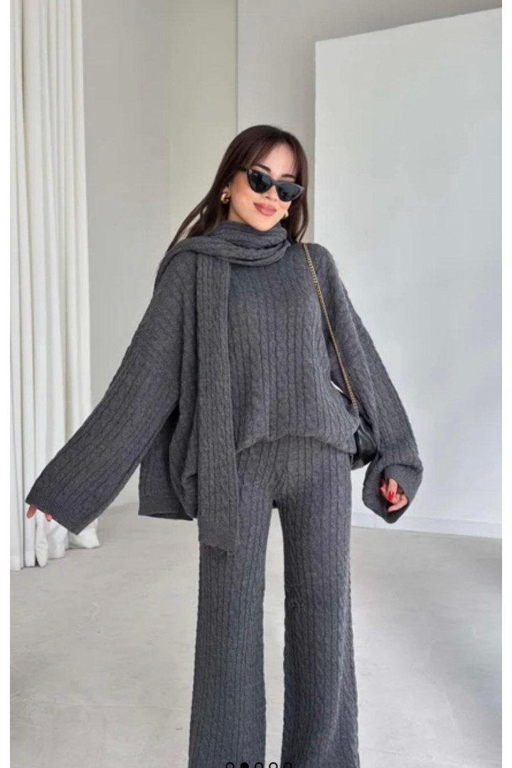 ÜÇLÜ TRİKO TAKIM  ANTRASİT