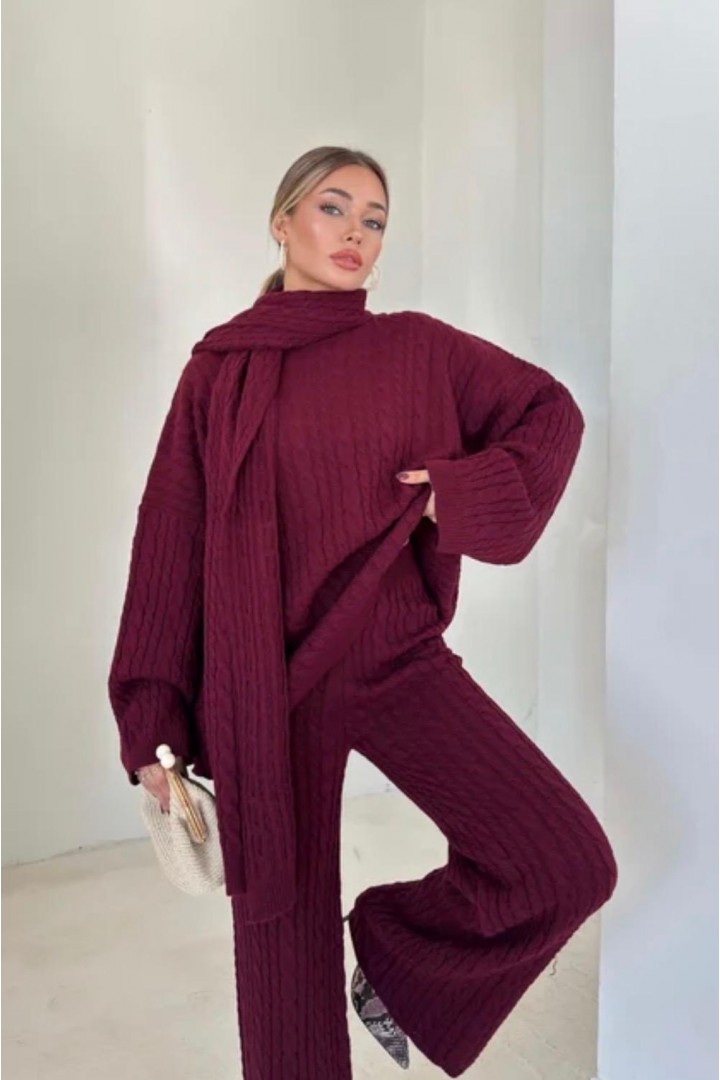 ÜÇLÜ TAKIM TRİKO BORDO