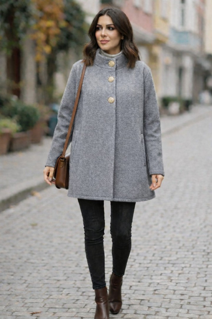 DÜĞME DETAYLI KISA KAŞE MONT  GRİ