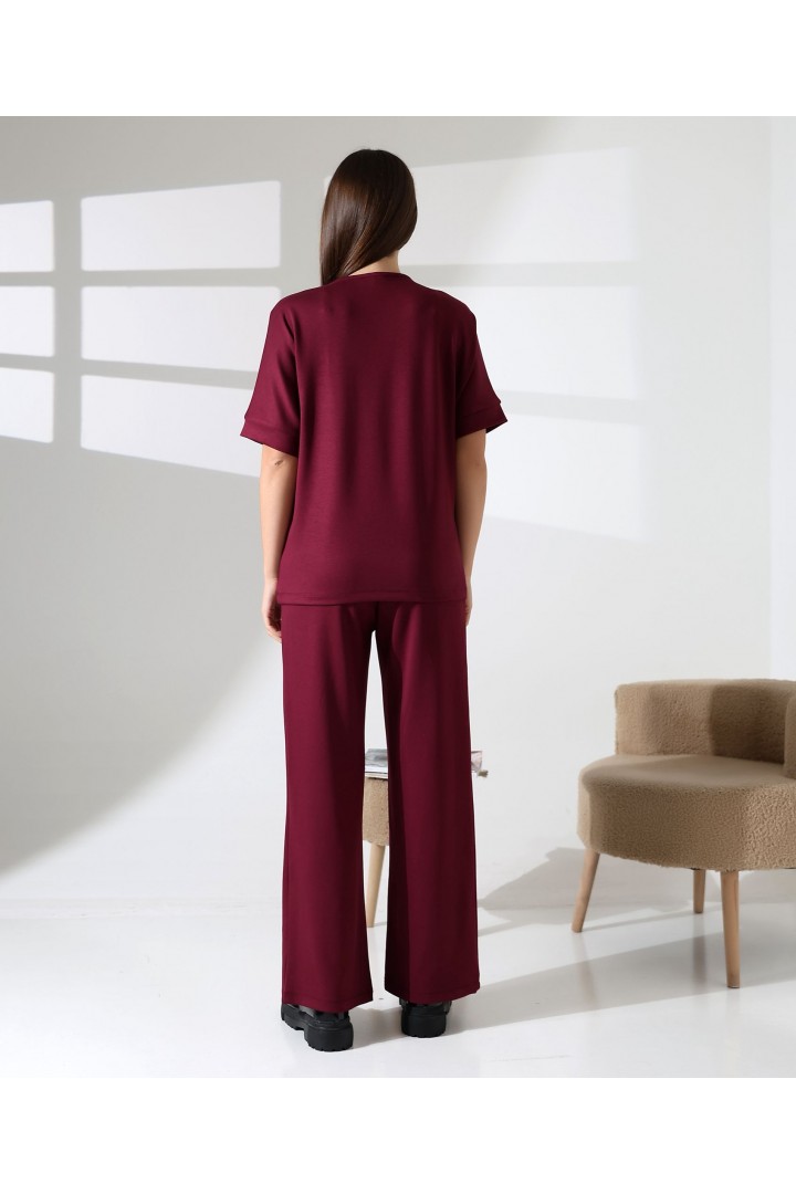 BORDO V YAKA İŞLEMELİ KADIN TAKIM