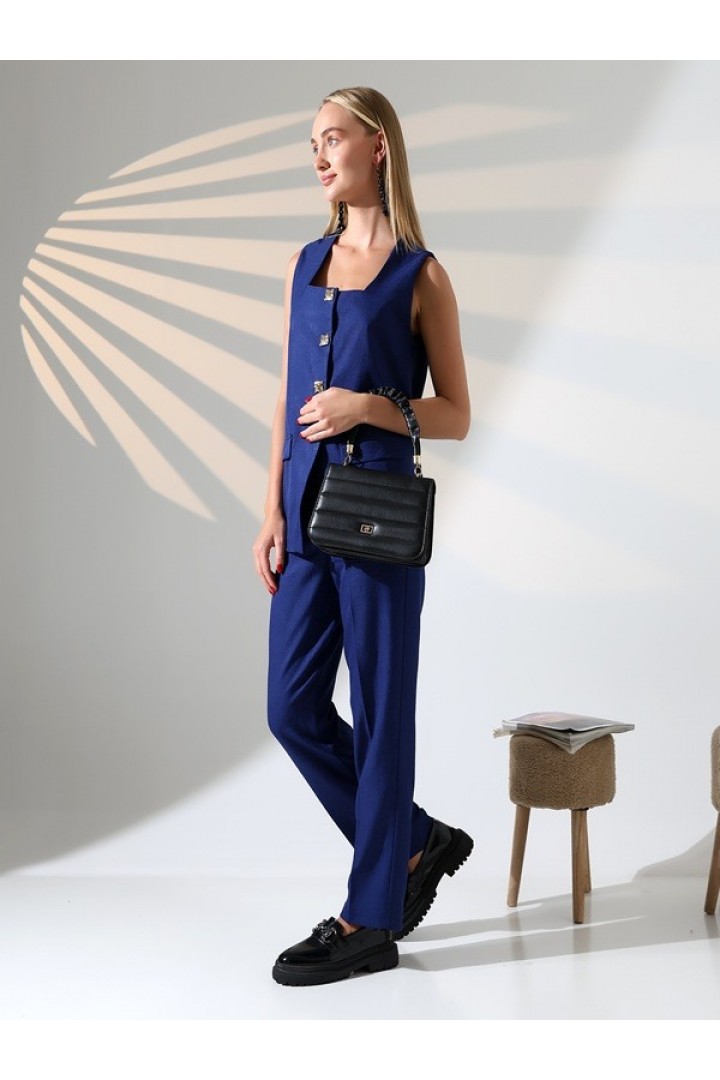 DÜĞME DETAYLI YELEK PANTOLON (LACİVERT ) 